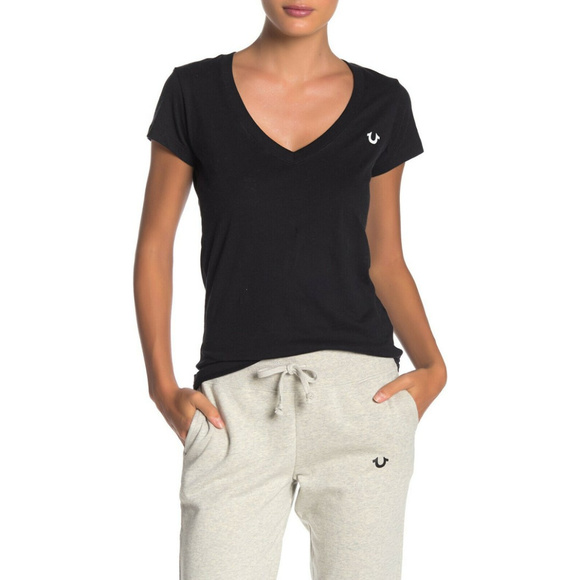 True Religion Women's True Logo V-Neck Tee T-Shirt - Picture 1 of 2
